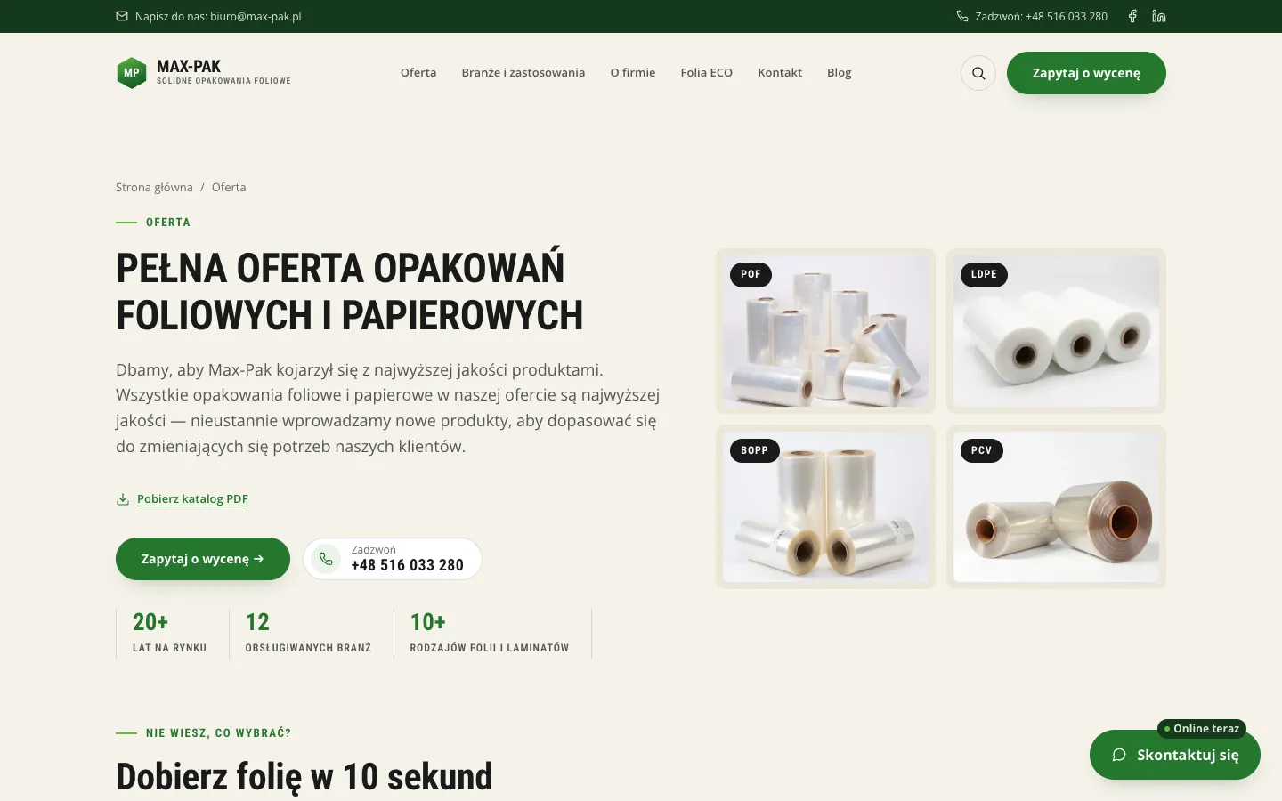 Oferta, zbudowana z typu treści oferta