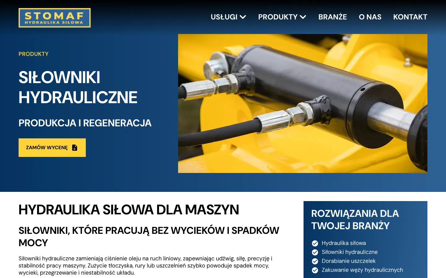 Strona grupy produktów z przyciskiem wyceny